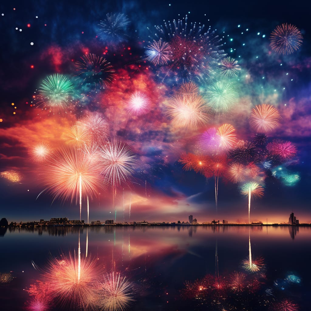 hivartei fireworks in the sky. Iridescent japanese style colorf 132131d7 90ce 484a ac50 d29bc0d7023e